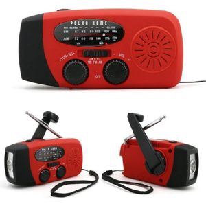 PolkaHome nood-radio met 3 LED-zaklamp en 1000 mAh powerbank voor smartphones, op zonne-energie aangedreven handslinger, voor wandelen, outdoor, kamperen, noodgevallen