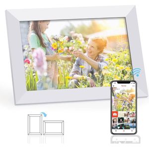 Digitale fotolijst 10 inch met touchscreen en WiFi - 1280x800 IPS LCD, 16GB opslag, foto’s delen via app