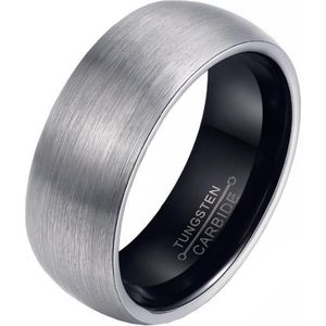 Wolfraam heren ring Zilverkleurig met Zwart 8mm-21mm