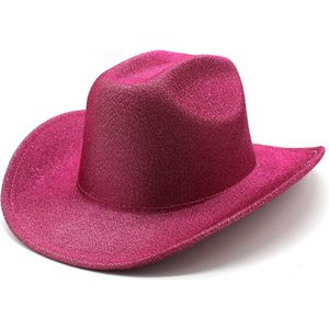 Cowboy Hoed - Glitter / Metallic Roze | Verstelbaar | 56 - 58 cm | Fashion Favorite