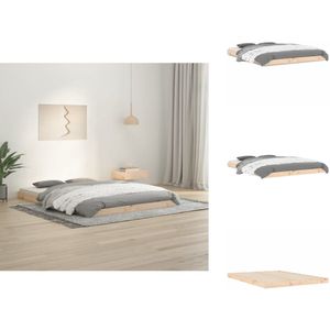 vidaXL Bedframe - Bedframes - Ledikant - Ledikanten - Bedframe massief grenenhout 135x190 cm