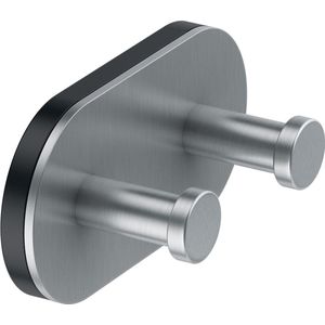 FSB kapstok kort dubbel L80xH40xD32mm op ovale plaat inox mat