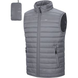 Packable Quilted Vest voor Mannen - Padded Hybrid Sportvest met Staande Kraag en 5 Pocket Design - Perfect voor Activiteiten zoals Hardlopen, Golf, Wandelen en Fietsen