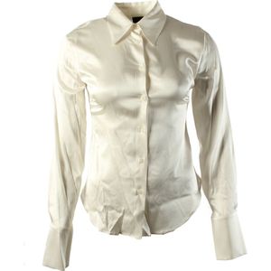 Pinko - Satijnen Blouse - Wit - Stretch Zijde Satijn - Lange Mouwen