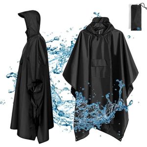 Waterdichte regenponcho 3-in-1 regenjas - heren campingdeken voor outdoor activiteiten - zwart