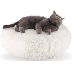 AdomniaGoods - Luxe kattenmand - Hondenmand - Antislip kattenkussen - Wasbaar hondenkussen - Wit 60 cm