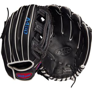 Wilson - A450 - WBW10017612 - MLB - Honkbalhandschoen - Jeugdmodel - Leer - Open Web - Zwart-Wit - 12 inch