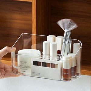 Make-up organizer cosmetische organizer met 9 compartimenten 2 verwijderbare verdelers, badkamerkast cosmetische opberghouder, opbergdoos voor schoonheidsbenodigdheden glashelder