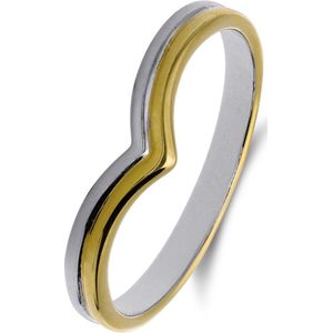 Lucardi Dames Zilveren bicolor ring zonder stenen voor dames - Ring - 925 Zilver - Zilver- en goudkleurig - 18.50 / 58 mm