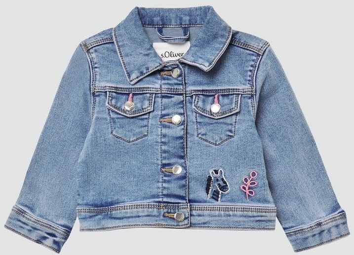 Spijkerjack - Blauw - Katoenmix - Borduursel en Used Effect