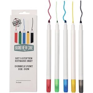 BrandNewCake® Stiften Eetbare Inkt - Set/5 - Eetbare Schrijf Stift - Primaire Kleuren - Food Pen voor Taartdecoratie