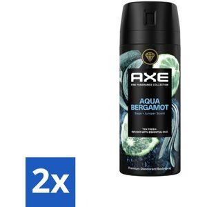 2 x Axe Deodorant Bodyspray Aqua Bergamot 150 ml - AXE Deodorant - Aqua Bergamot Deodorant - Bodyspray - Deodorant Spray - Langdurige Bescherming