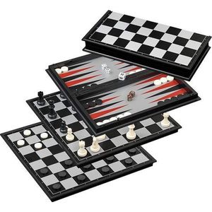 Philos Schaak, Dam & Backgammon Kassette - Veld 37 mm, Koningshoogte 66 mm