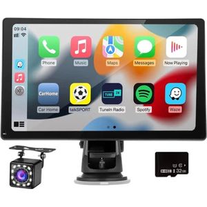 Navigatiesysteem Auto - 9 Inch - Touchscreen - Apple Carplay & Android Auto (Draadloos) - Carplay Scherm - Autoradio - Inclusief Achteruitrijcamera