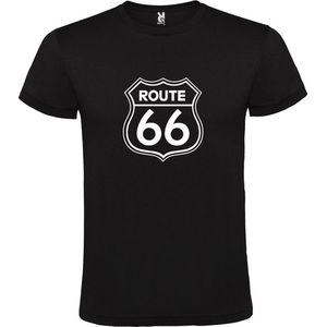 Zwart t-shirt met 'Route 66' print Wit size L