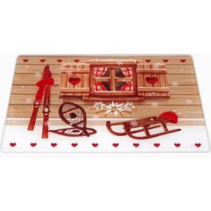 Glazen snijplank met print - Lodge - winter - hygiënisch - snijplank glas - serveerplank - kaasplank - 20 x 30 cm