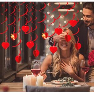 Akyol - valentijnsdag - valentijn - slinger hartjes - 12 stuks - hart - versiering voor valentijn - rode hartjes - hang slingers - valentijns cadeau Party Feest Ballonnen - Romantische Versiering -