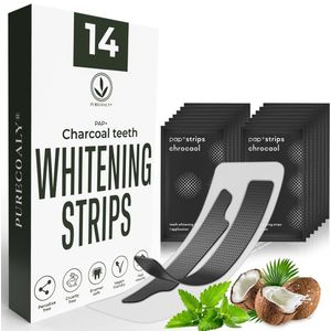 PURECOALY™ PAP+ Tandenbleekset met 14 Whitening Strips Zonder Peroxide - Witte Tanden - Tanden Bleekstrips - Tandenstrips - Teeth Whitening Strips - Natuurlijke Tandenbleker - Tanden Bleken met 0% Peroxide - 14 Sets / 28 Strips