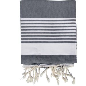 Just a Joy Strandlaken Extra Groot XXL - Strandkleed - Hamamdoek - 180x240cm - 100% Katoen - Grijs met Witte Strepen