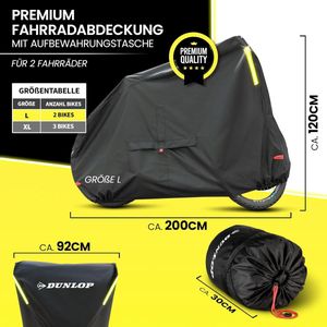 Fietsgarage voor 2 x fiets, premium fietshoes, anti-roest, 200 x 92 x 120 cm, met transporttas, toegang tot accu en 2 slotdoorvoeringen, fietsbeschermhoes, fiets (L - 2 fietsen)