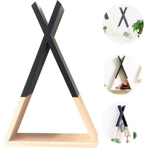 Wandrek – zwart wandplank – driehoekig – drijvend - voor boeken en foto's - hout – interieurdecoratie - klein