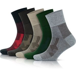 GoWith-bamboe crew sokken- diabetes sokken- 5 paar-naadloze sokken-hardloop sokken-sokken heren-dames sokken-cadeau sokken-40-44