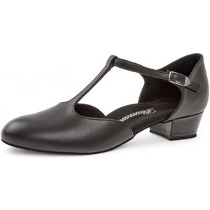 Dansschoenen Dames - Diamant 053 - 029 - 034 Tstrap - Comfortabele dansschoenen - Gesloten neus - Druksluiting - Lage hak 2.8cm - Suede zool - Comfortabele pasvorm - Ballroom, Stijldansen, Tango, Social - Diamant - Zwart - 38.5