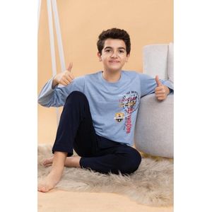 Jongen Pyjama - Pyjamaset - Katoen - Blauw - Brooklyn - 8017 _ 11-12 jaar