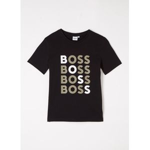 HUGO BOSS BOSS T-shirt met logoprint - Zwart - Maat 164