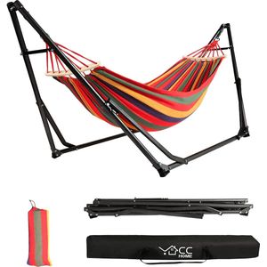 CCLIFE - Hangmat - Opvouwbaar Frame voor Draagtas Buiten - Draagbaar Binnen - Camping in de Tuin - Hangmatten Schommelstoelen en Accessoires