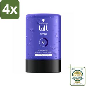Taft - Titane 6 - Styling Gel - Krachtige fixatie - 300 ml - Voordeelverpakking - 4 stuks - Titanium hold - Vochtbestendig