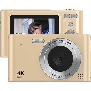 Appareil photo numérique compact, 4K 48MP Appareil photo, 2,4"" Appareil photo numérique Zoom numérique 16X Détection de visage anti-vibration Effet de beauté Détection de mouvement Batterie - 32 GB