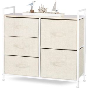 Ladekast 5 stoffen lades metaal hout ladeblok commode ladesysteem 775x83x29 cm beige Scandinavisch design Ladeblok