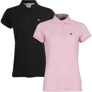 2-Pack Donnay Polo Pique Lisa - Poloshirt - Dames - Maat XL - Black/Shadow pink (621)