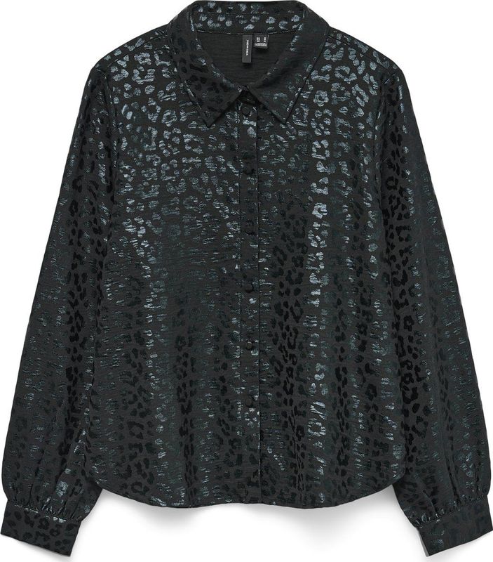 Vero Moda - Vmcarla Foil Shirt - Blouse - Zwart - Dames