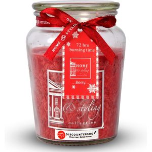 Sfeervolle Geurkaars in Glas Mason Jar - Rood - Kerstdecoratie - Valentijn Cadeau voor Haar – 72 uur Branduren