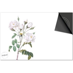 Inductie beschermer 81x52 - afdekplaat inductie mat - Dietrix Kookplaat beschermer - Exclusief - Botanical - Witte Roosjes