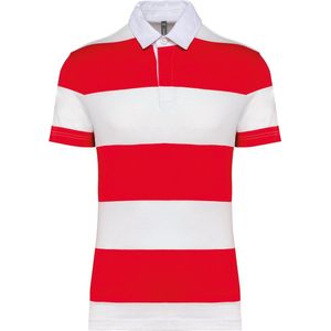 Polo Unisex 3XL Kariban Korte mouw Red / White Stripes 100% Katoen