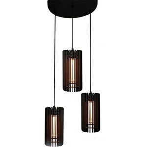 Meuq Design Tubo trio - Hanglamp - zwart  - Hout - Woonkamer - eetkamer - Slaapkamer - 3 lichtpunten - Design hanglamp