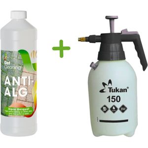 Groene aanslagreiniger - 700m² aan resultaat - 2,5% dossering - Voor alle oppervlaktes- combideal - Anti Alg - 1L - Professionele Drukspuit
