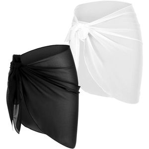 2 stuks strandbedekking voor dames strand sarong wraps, universele maat, zwart wit patroon, strandkleding accessoires