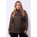 Exxcellent Top groen (Maat: 44) - Halslijn: Opstaande kraag,