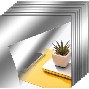 Spiegel Zilver 20 x 20 cm - Flexibele spiegelbladen, zelfklevend, niet van glas, tegelspiegelstickers, voor woondecoratie