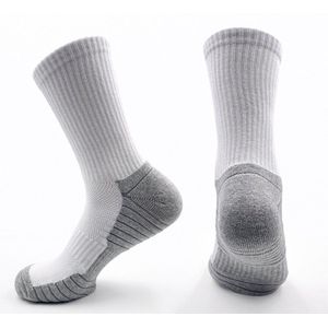 Basketbalsokken voor heren - Terry Tall Socks - Versterkte hiel - Voor training en spel - Wit en grijs