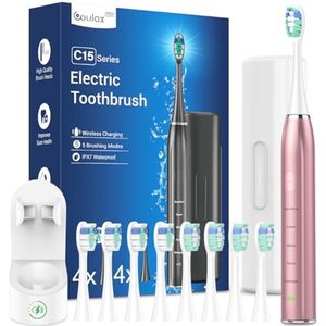 Sonische elektrische tandenborstel met 8 inzetstukken en 5 modi