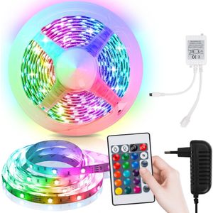 Top Kwaliteit Led Strip 5050 RGB - Led Strip 4 Meter - Led Strips RGB verlichting - dimbaar -RGB verlichting - Met 24 Keys Afstandsbediening - zelfklevend – Met Batterij aansluiting