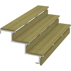 Tuintrap staal - 3 treden - inclusief treden 180 cm