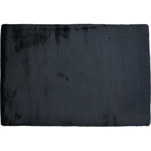 OZAIA Shaggy hoogpolig vloerkleed met bontlook - 160 x 230 cm - Zwart - BUNNY L 230 cm x H 3.5 cm x D 160 cm