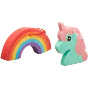 NTB Bad- en Douchespons - Eenhoorn + Regenboog - Voordeelset 2 Stuks!!