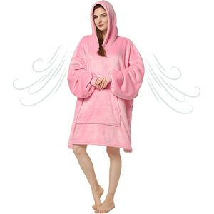 Hoodie Deken Met Mouwen - Knuffeldeken - Fleece Blanket - Dames - Heren - Kinderen - Plaid - Onesie - Extra Zacht & Warm - Roze